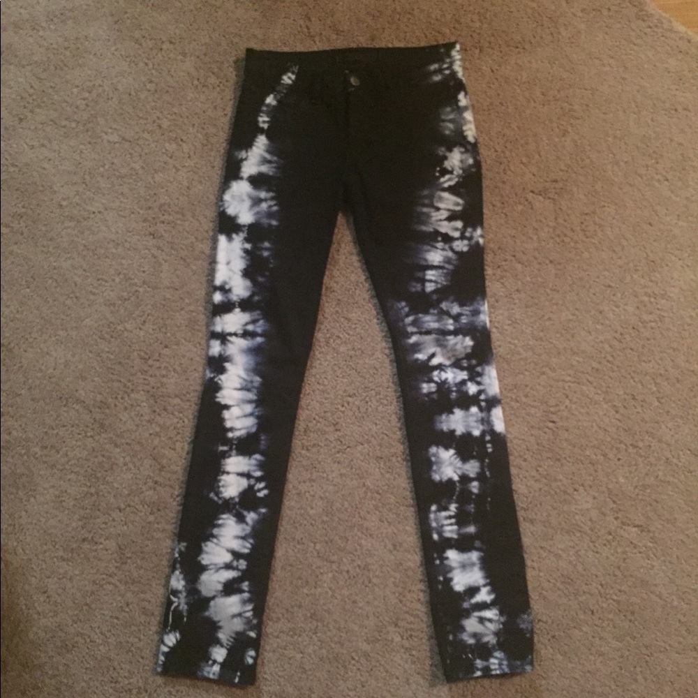 J Brand Low Rise Pencil Leg Tie Dye Pants